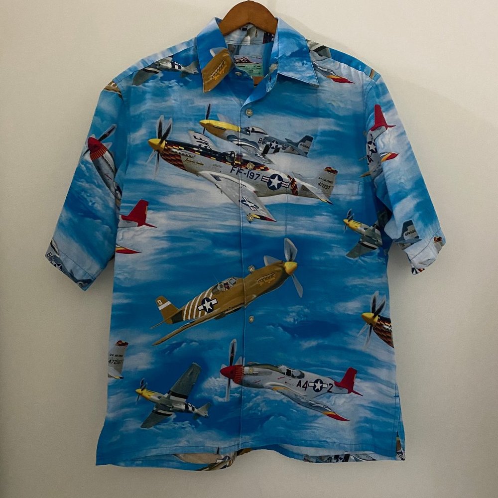 Reyn Spooner Hawaiian Shirt Fighter Jets Vintage shirt size small